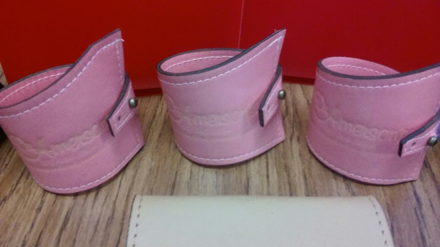 Leather Wrist Bands - Pink